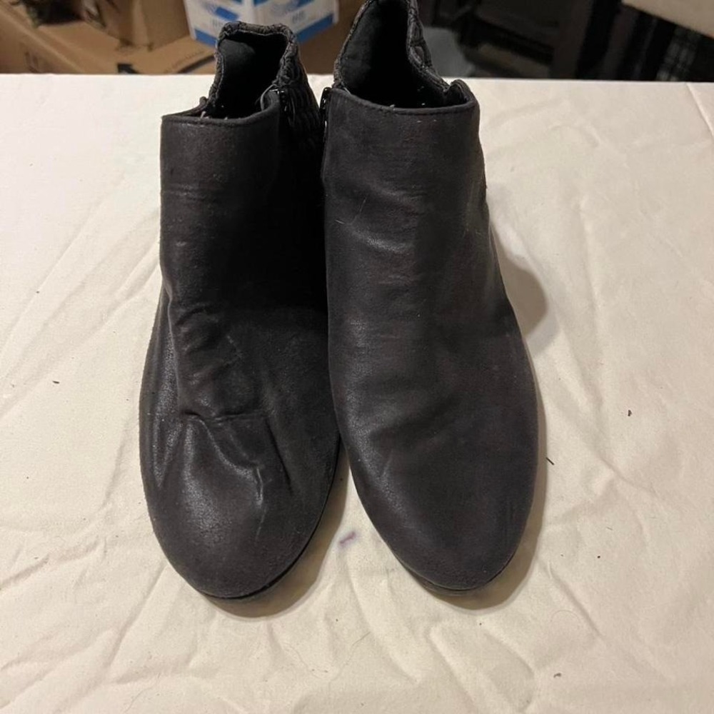 Faded Glory Womens Ankle Boots Size‎ 8 Black Quilted Heel Side Zip Booties